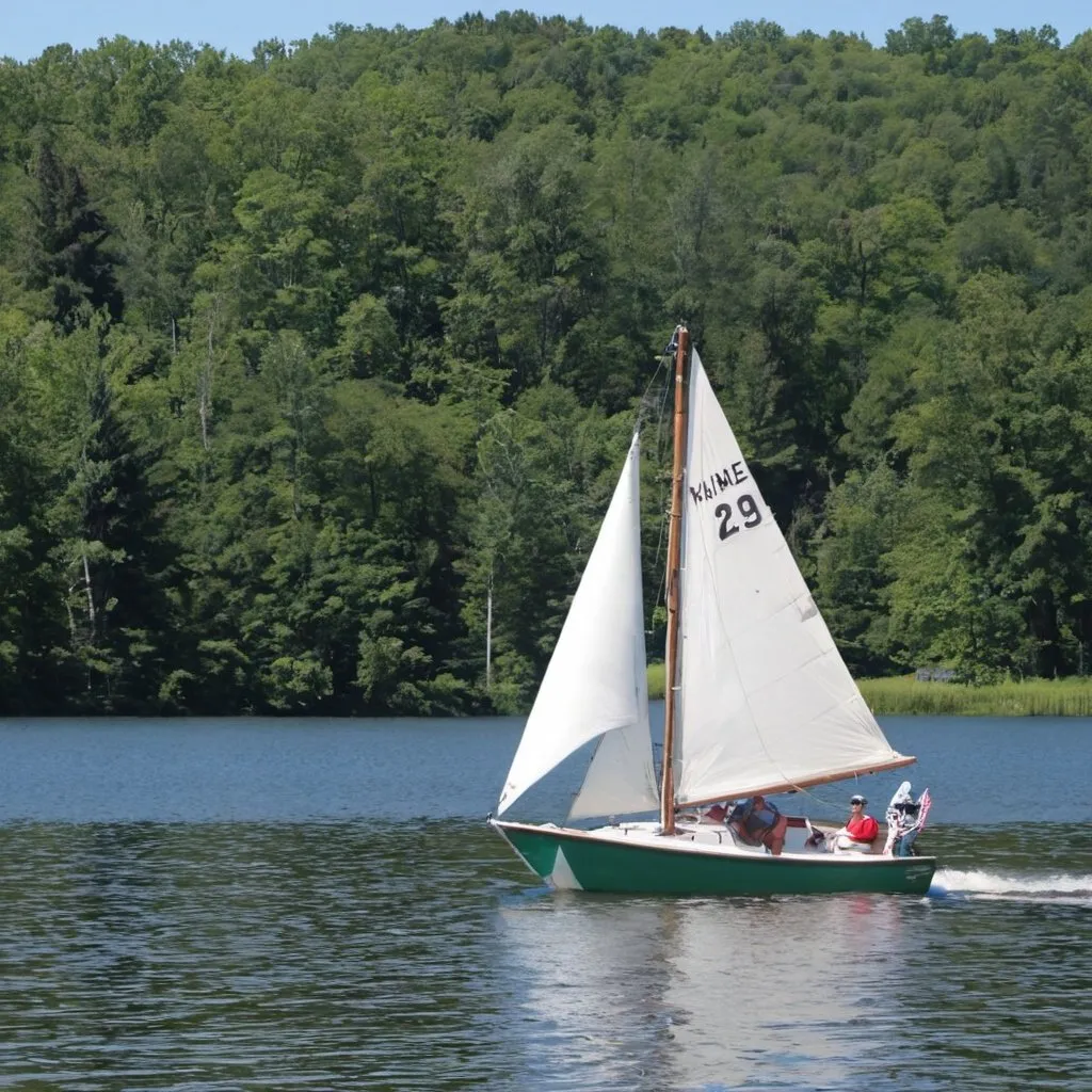 Prompt: Popeye sailing on Budd Lake