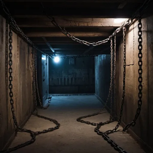 Prompt: Spooky basement with chains 