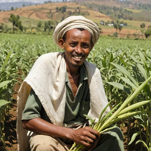 Prompt: ethiopian farmer in the field
