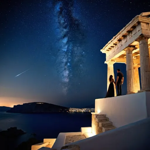 Prompt: greece night stars couple
