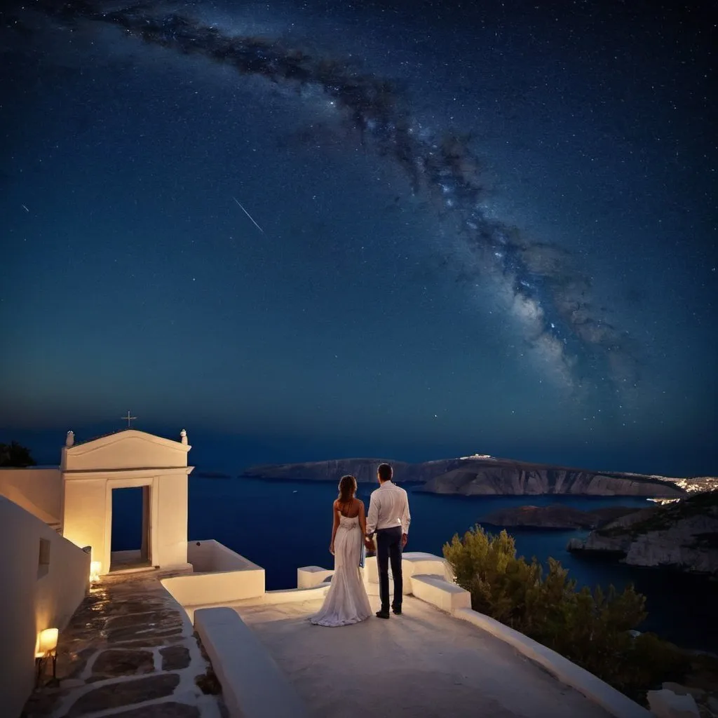 Prompt: greece night stars couple
