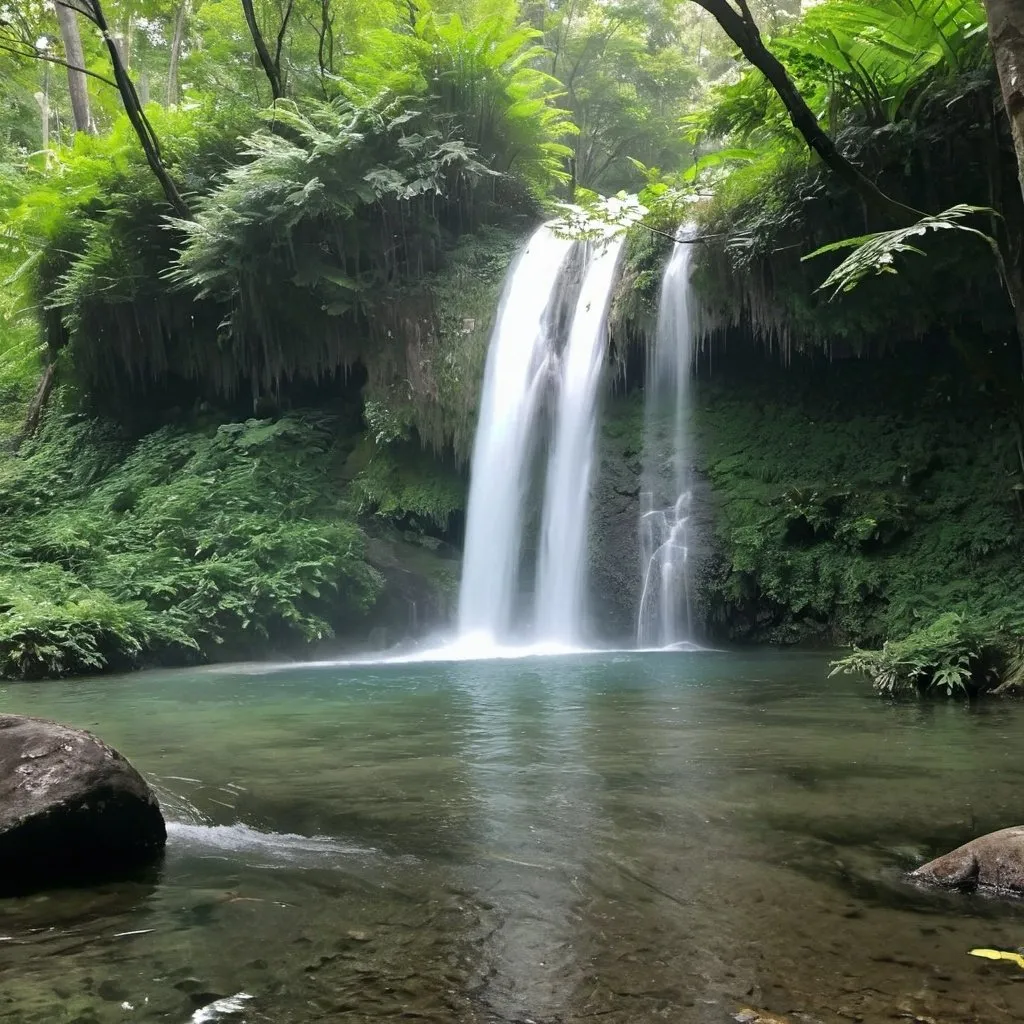 Prompt: Waterfall in the forest, 