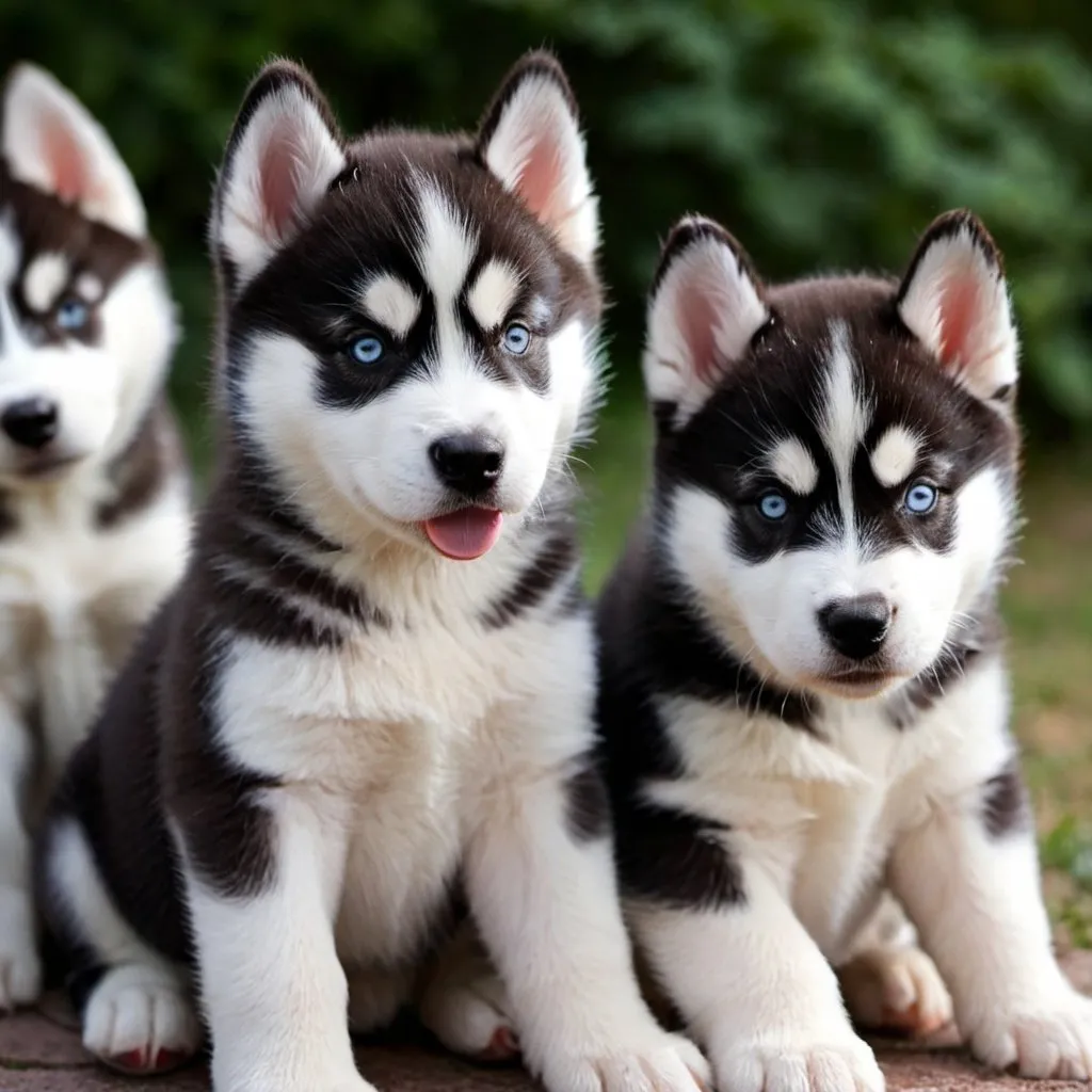 Prompt: Husky puppies

