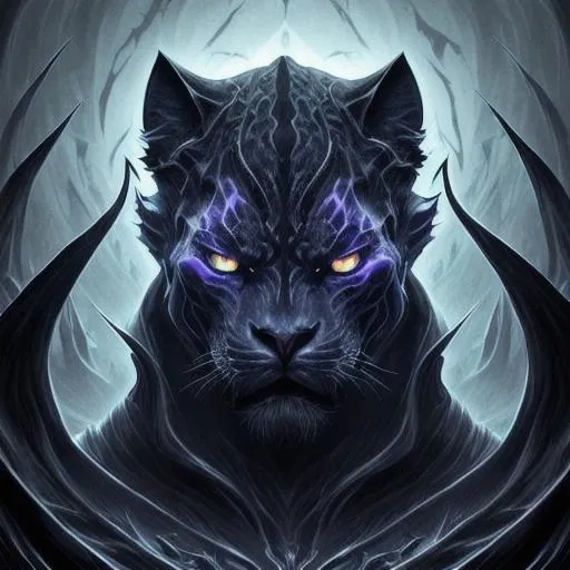 Prompt: High resolution, Dark Fantasy Style, an Eldritch Lord, Looks like a Spectral Panther, Humanoid Shape, Ominous, Exudes Power, Fierce
