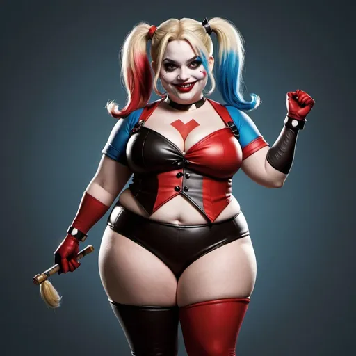 Prompt: chubby harley quinn full body 


