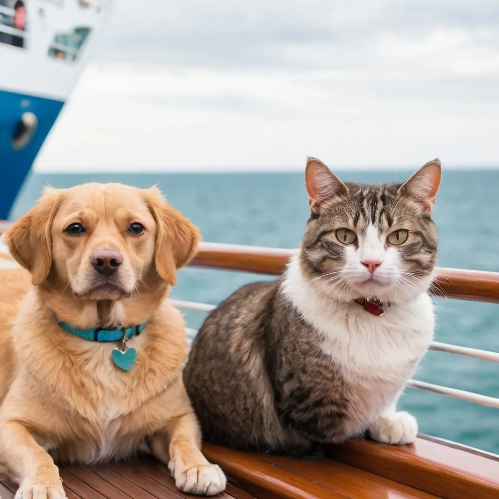 Prompt: A cat and a dog going on a cruise 