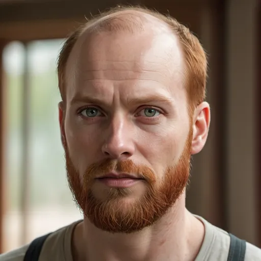 Prompt: Balding man, pale skin, red hair, beard