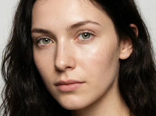 Prompt: Ultra-realistic female portrait, 4K resolution, photorealistic quality, breathtakingly balanced facial proportions and near-perfect facial symmetry.
Natural, harmonious facial structure with realistic human appearance.

Eyes: light green eyes with soft, natural sparkle, hyper-sharp focus, lifelike reflections.
Hair: long black hair with subtle water waves, elegantly framing the face, natural volume and texture.
Skin: fair skin tone with fine natural texture, visible micro-details, slight pores, soft realistic glow.

Face details:
– very subtle freckles
– gentle cheekbone definition
– naturally arched eyebrows
– slightly full, natural lips
– slim and elegant nose
– refined, aesthetic jawline

Minimal, natural makeup enhancing realism (no heavy cosmetics).
Cinematic soft lighting with smooth light falloff.
Ultra-sharp micro facial details, realistic skin anatomy, high dynamic range.
Deep, natural color grading with realistic depth.
Professional studio portrait photography quality.
Extremely high clarity, flawless focus, true-to-life textures.

⸻

🚫 NEGATIVE PROMPT

artificial facial expression, plastic skin texture, waxy or oily shine, CGI look, cartoon or anime style,
over-smoothed skin, excessive retouching, beauty filter effect, distorted facial proportions,
blur, pixelation, compression artifacts, low resolution, low quality render,
harsh lighting, aggressive makeup, over-stylization, unrealistic colors, uncanny valley effect