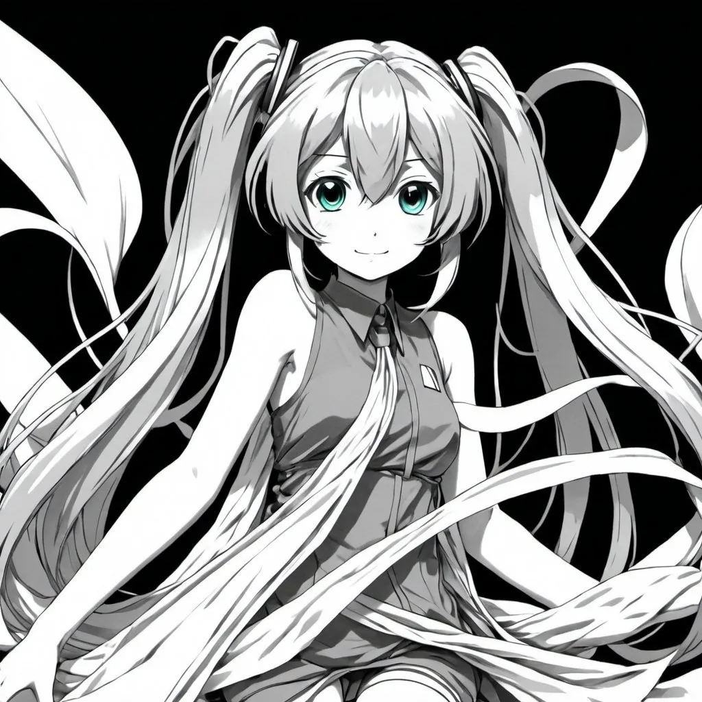 Prompt: Hatsune Miku warping through the fabric of reality