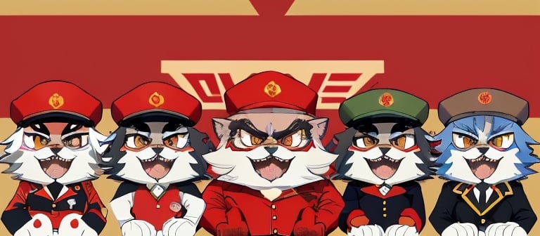 Prompt: Mildy angry marxist furrys with a supreme leader