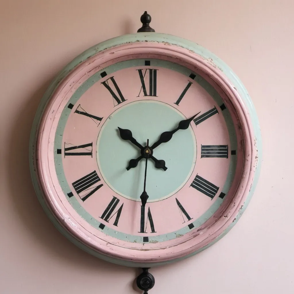 Prompt: a clock in pastel colours with second hand ticking








