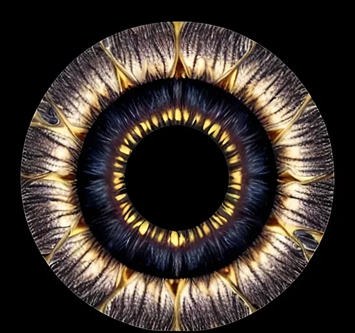 Prompt: Red hazel style eyes iris only, perfect circle iris, gold accent color mixed with hazel, black accent gold hazel style, red streaks from the center, vortex, black center