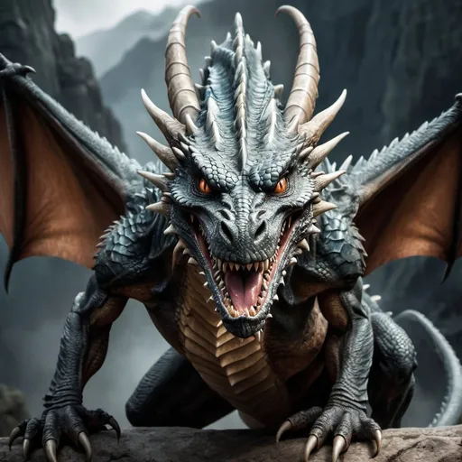 Prompt: realistic photo of a terrifying dragon
