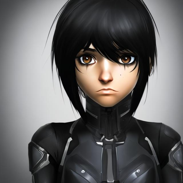 Prompt: Detailed human female with black hair. She is emo