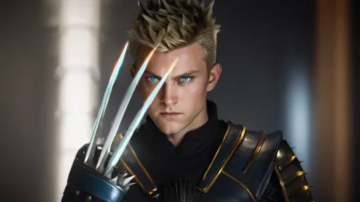 Prompt: Male Figure. Strong. Spikey Blonde hair. Clean shaven. Blue eyes. Emperor. Wearing a warrior Gauntlet. Electricity claws. Lighting background. Leading an Army.  