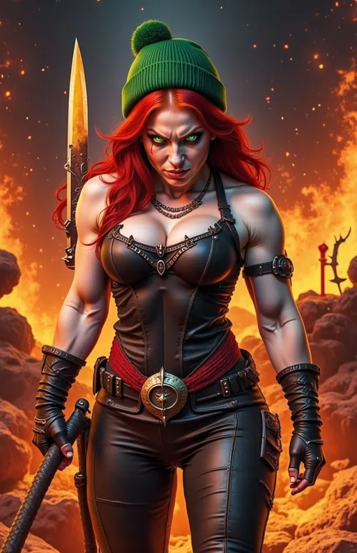 Prompt: @wbV7YKlXTFt2cBPb46HT A regal female figure standing like royalty, wearing an ornate crown atop her head, her posture proud and commanding. Her expression is fixed in a piercing gaze of pure madness, with narrowed eyes and a slightly furrowed brow that reveals intense, unhinged focus. She is dressed in elaborate, flowing garments with intricate details, illuminated by a dramatic, high-contrast lighting that casts deep shadows across her face and body. The scene is set against a dark, textured background with subtle hints of regal symbols or regal drapery, emphasizing her commanding presence. The composition captures her from a slightly low angle, enhancing her dominance and madness, with a cinematic feel that highlights her intense, unbalanced stare.