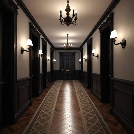 Prompt: Can you create a hallway in a dark mansion

