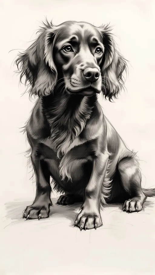 Prompt: pencil-sketch black cocker spaniel
