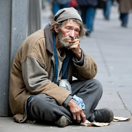 Prompt: Homeless hobo beggar, future