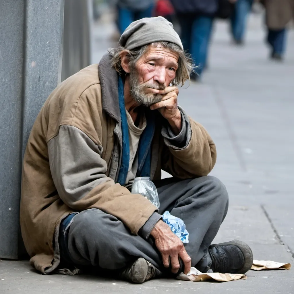 Prompt: Homeless hobo beggar, future