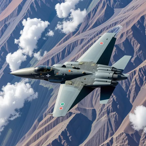 Prompt: Pakistan army F17 jet with different circle shown