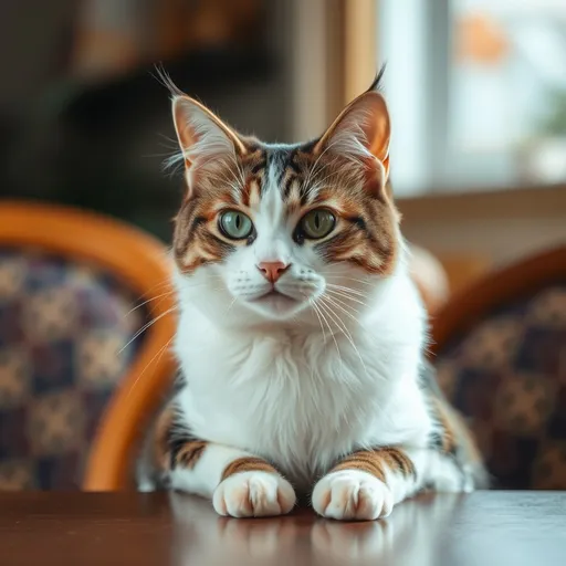 Prompt: A cat sitting at the table
