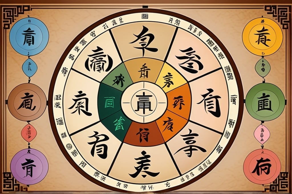 Prompt: real feng shui bagua, natural muted colors