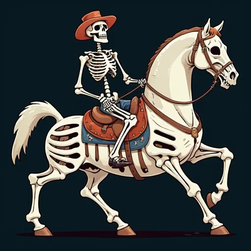 Prompt: Cartoonish skeleton riding a horse
.




.