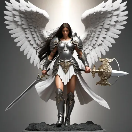 Prompt: warrior 
angel, sword and shield
