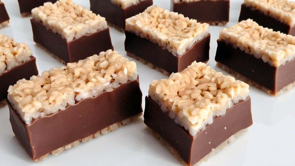 Prompt: delicious rice crispy chocolate treats for a website 
