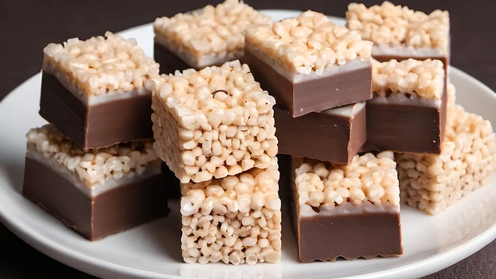 Prompt: delicious rice crispy chocolate treats for a website 
