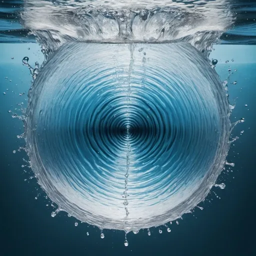 Prompt: Water is dancing to hypnotic music and making a big splash in the center of the image.