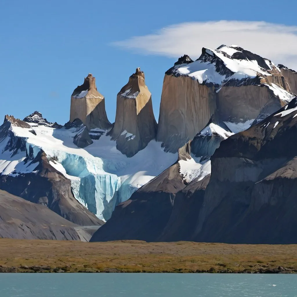 Prompt: foto de torres del paine donde se observe su inmensidad y que sea del porte de una plantilla de powerpoint