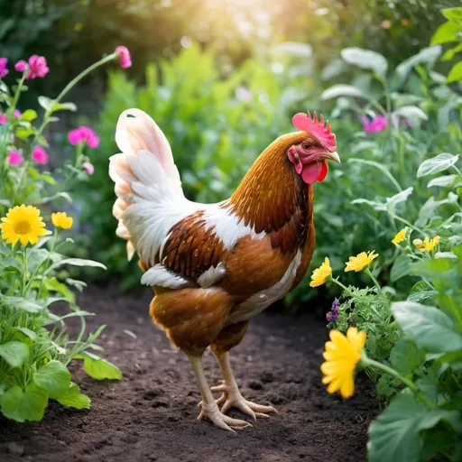 Prompt: Chicken in garden
