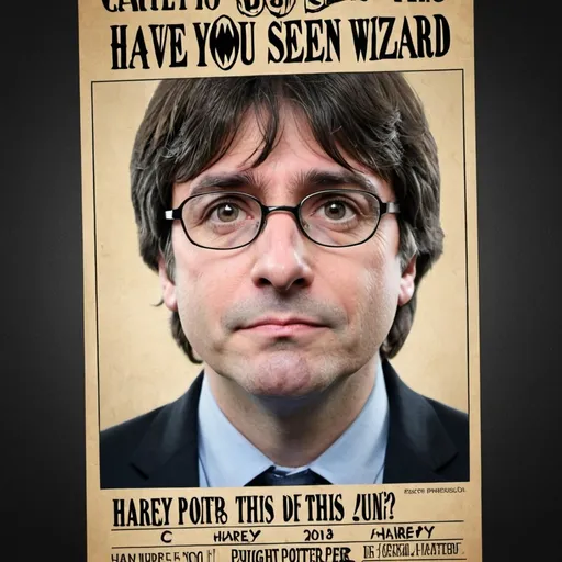 Prompt: Cartel de have you seen this wizard de harey potter pero con cara de puigdemont