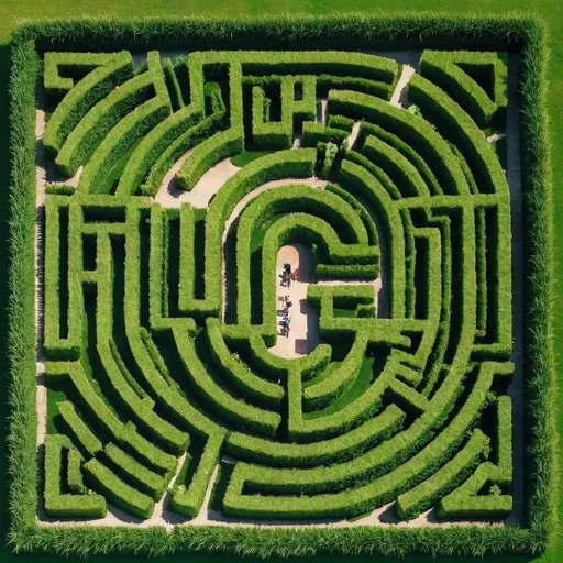 Prompt: Grass structure Maze That Spells the world D-E-G-E-N