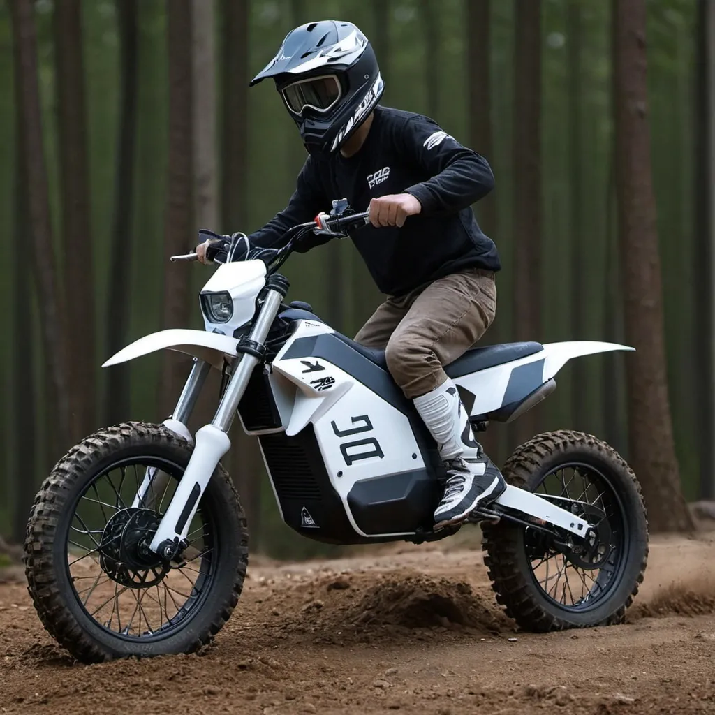 Prompt: A stark varg that can do so much more an electric dirt bike that can handle harsh conditions 75xc model e ride pro kinda plastics of a motorized dirt bike 


