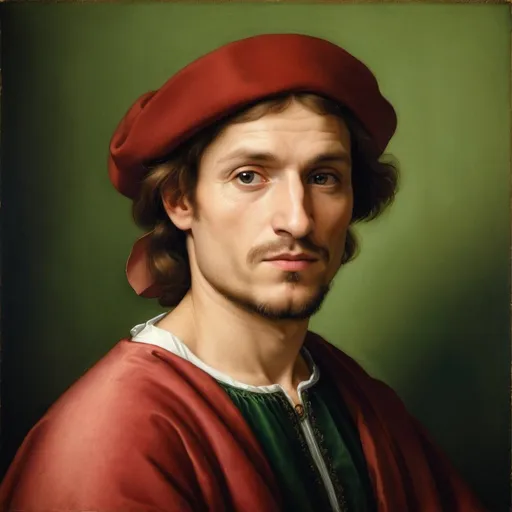 Prompt: painted portrait of a man in style of italian renaissance painter raphael