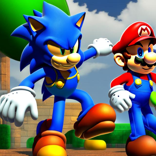 Prompt: Mario and Sonic