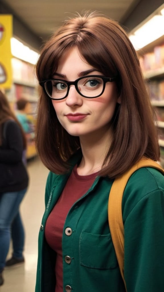 Prompt: Daria from the cartoon as a real person