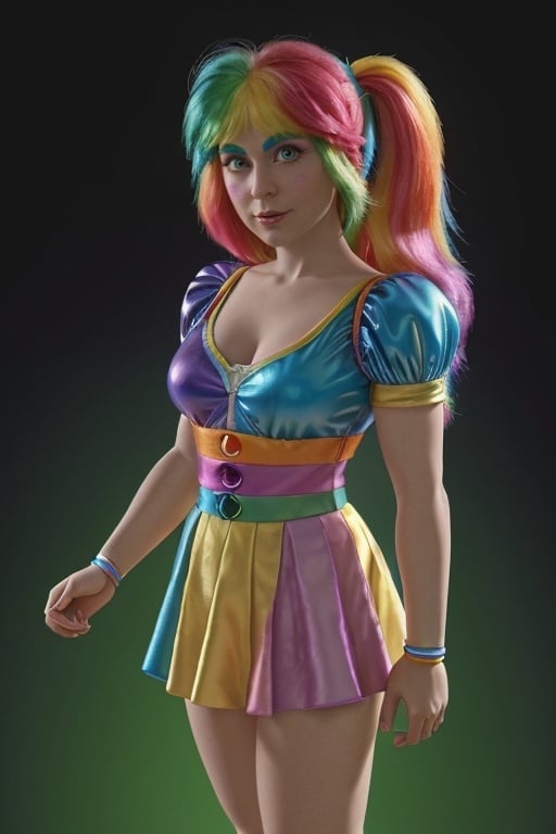 Prompt: Rainbow Brite from the cartoon as a real person, beautiful, realistic, 8k, detail, art by Michaelangelo 