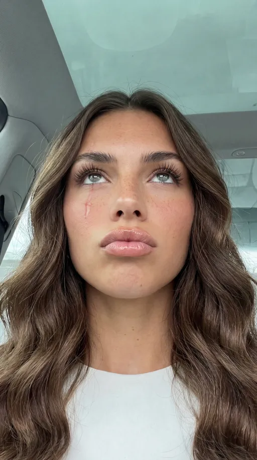 Prompt: Image 1 is posing like image 2. Same camera angle 