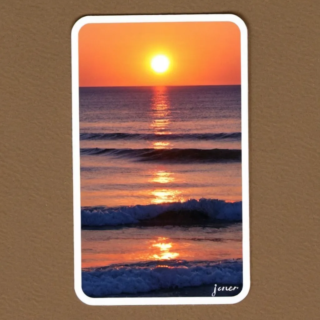 Prompt: J ener moi un Stiker  coucher de soleil sur mer
