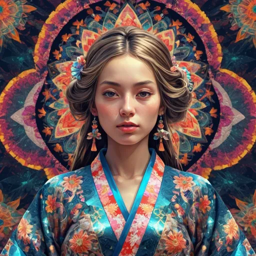 Prompt: hippy imperial kioto Dreamig woman in stereoscopic 3d depth pf field by Delacroix   draw by Delacroix, tones, perfect l beautifully draw by Delacroix stereoscopic 3d,geometric epic neon kimono flow perfect intricate transparent shining glass esoterical Sculpture luminiscense , oxide background, perfect intricate transparent shining glass hyperrealistic fashion, mandala hippy imperial Dreamig ,3d geometric epic deep field, kimono Japanese clothes, pop art , boom great perfect graduate luminiscent background, dark background, perfect intricate details, perfect contrasted bright in volumetric to best pretty art