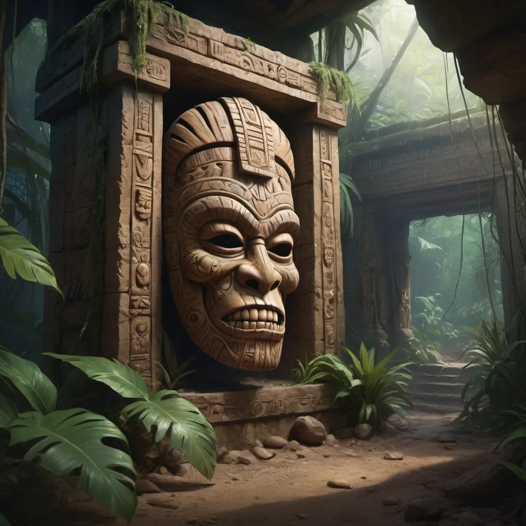 Prompt: "the portrait of an amazing archeological dig sight, jungle, tiki masks, fossils, reflective, anime, CGI, hyperrealism extremely detailed epic masterwork, detailed matte painting by Greg Rutkowski 8k resolution concept art intricately detailed Splash art trending on Artstation dynamic lighting Eldritch hyperdetailed"