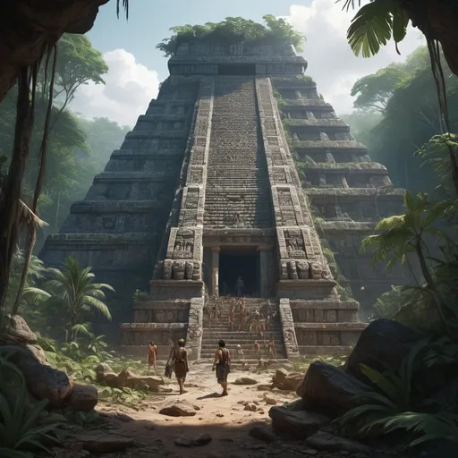 Prompt: "the portrait of an amazing Mayan archeological dig sight, jungle, fossils, reflective, anime, CGI, hyperrealism extremely detailed epic masterwork, detailed matte painting by Greg Rutkowski 8k resolution concept art intricately detailed Splash art trending on Artstation dynamic lighting Eldritch hyperdetailed"