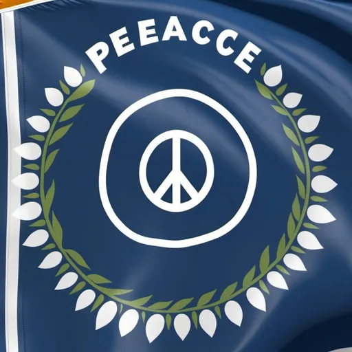 Prompt: A flag demonstrating peace, labeled as peaceton living services. It will be a profile picture 
