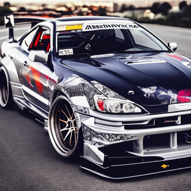 Prompt: liberty walk nissan silvia s15