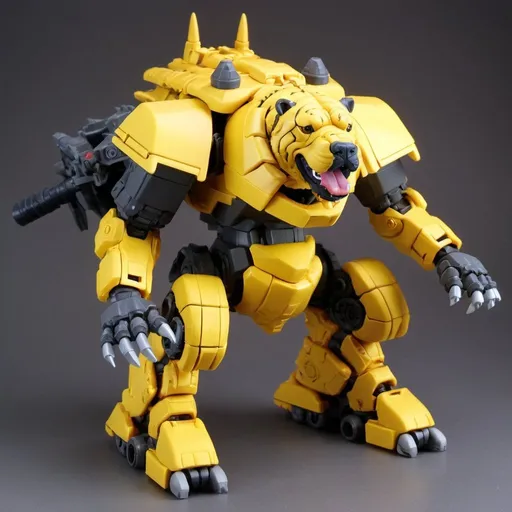 Prompt: A Kotobukiya Zoids model of a weapons heavy Shar-Pei, with brightly colored armor, made entirely of plastic, in the style of Kotobukiya Zoids.