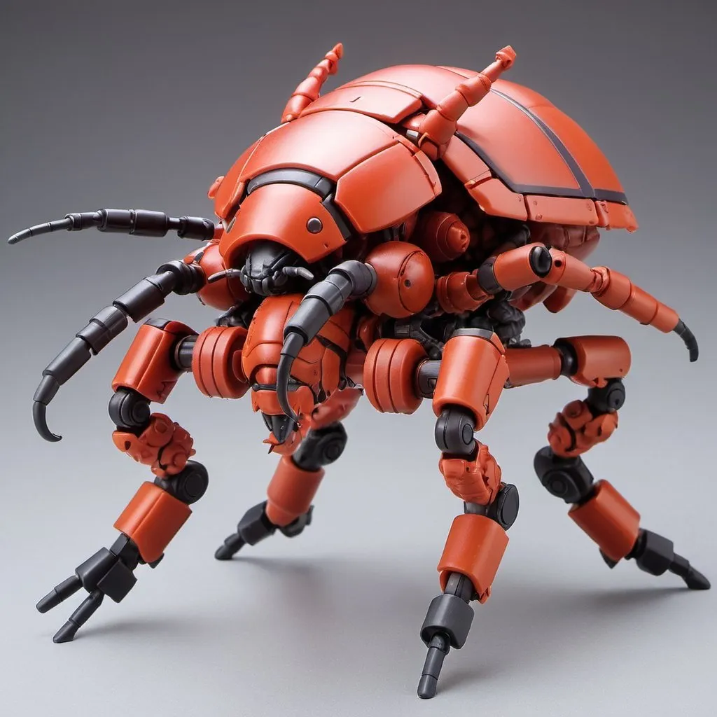 Prompt: A Kotobukiya Zoids model of a weapons heavy bedbug, with detailed and colorful armor, made entirely of plastic, in the style of Kotobukiya Zoids.